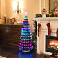 5 ft Pre-Lit Artificial Christmas Tree with RGB LED Lights & Lighted Star Finial – Colorful Holiday Decor for Christmas 2024