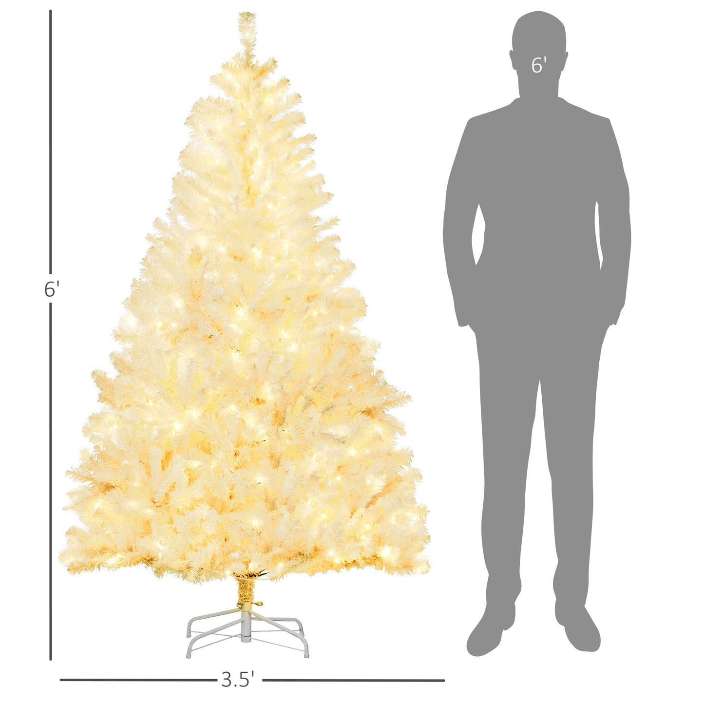 6 ft Pre-Lit White Christmas Tree – 220 Warm LED Lights with Auto Open Design, Perfect Holiday Decor for Christmas 2024