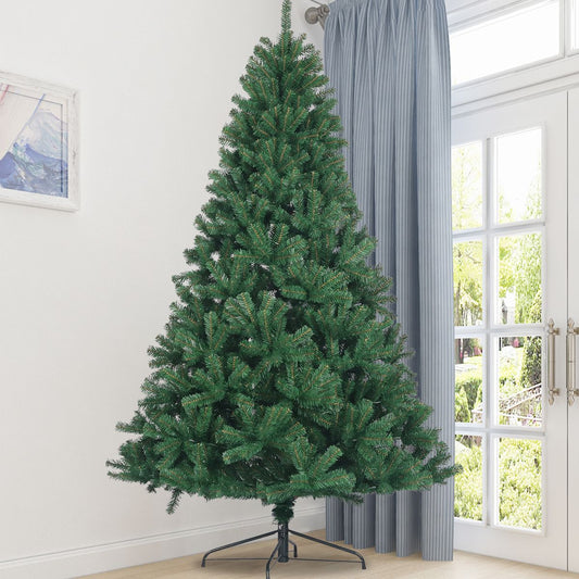 7.5 ft Full Green Artificial Christmas Tree - Realistic Spruce PVC Fir with Metal Stand, Unlit Decor for Holiday 2024