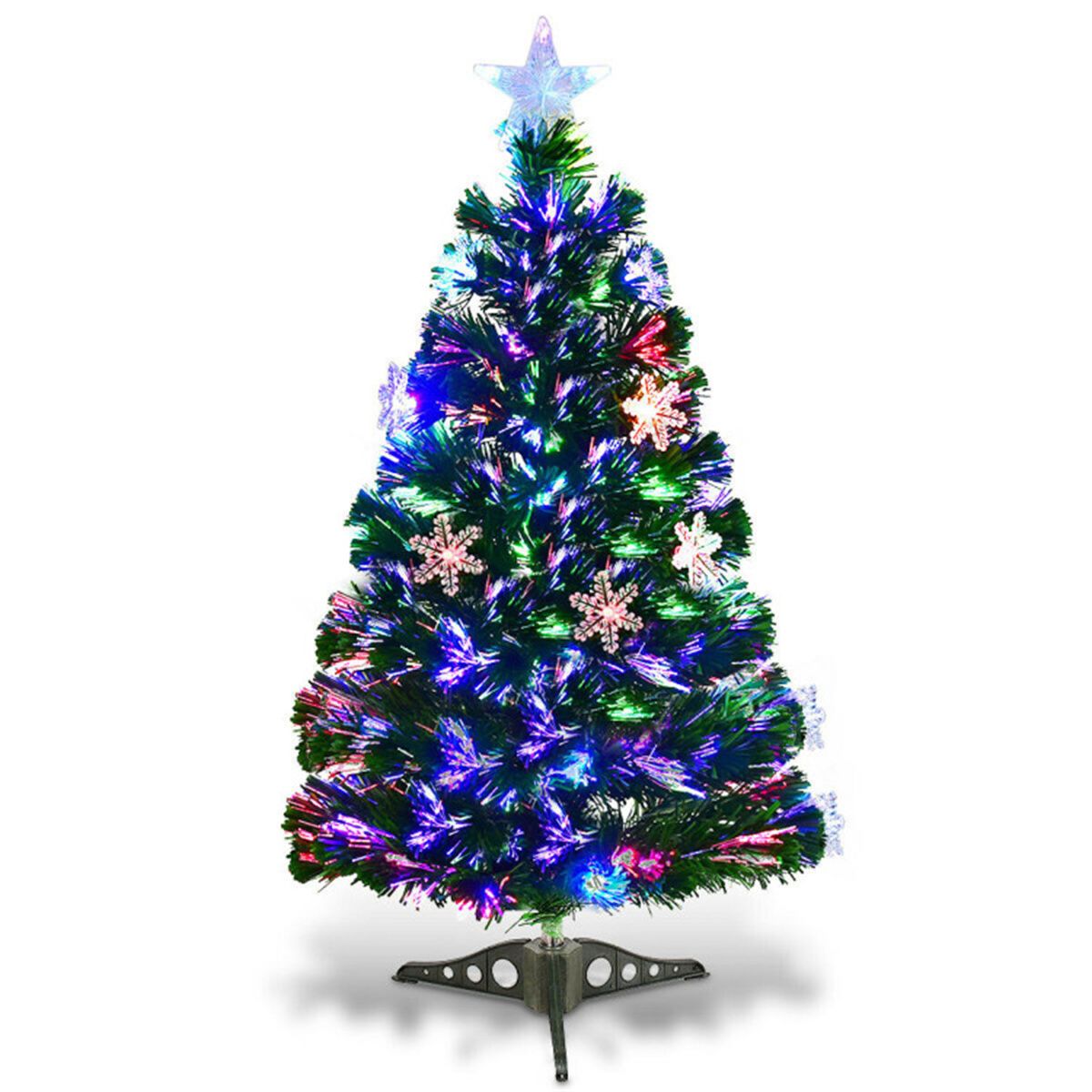 3 Feet Pre-Lit Snowflake Christmas Tree with LED Lights - Realistic Holiday Decor for Home & Office 2024