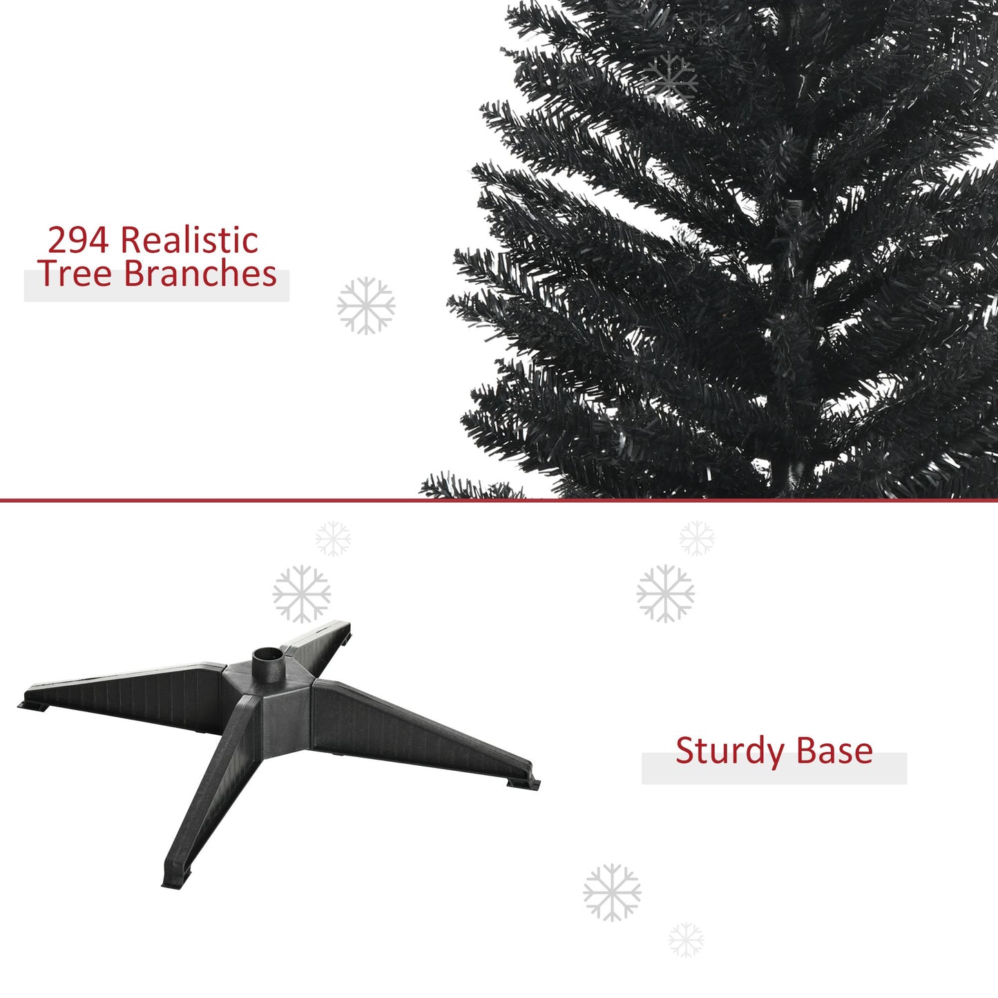 5' Slim Realistic Black Pencil Christmas Tree with 294 Branch Tips – Perfect Holiday Decor for Small Spaces 2024