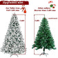 7.5 ft Pre-Lit Green Flocked Christmas Tree with 1450 Branches and Warm LED Lights - Perfect Holiday Decor for Christmas 2024