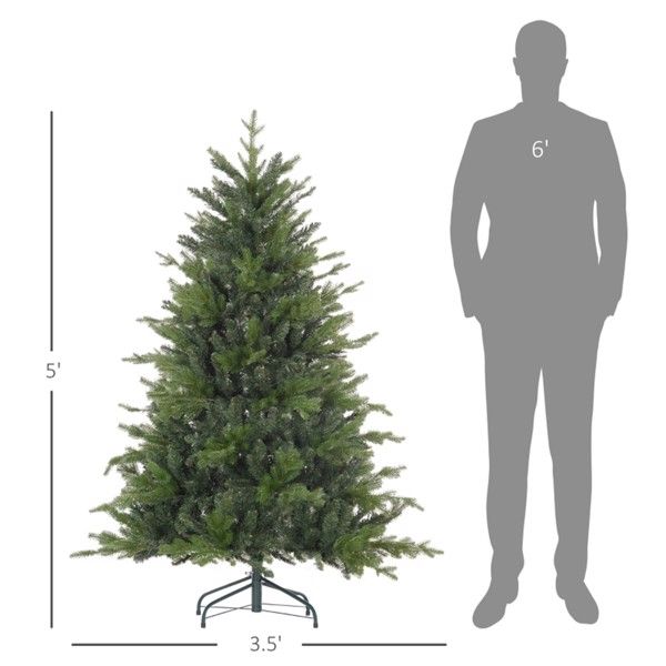 5 ft Realistic Green Christmas Tree – Full Shape with 1309 Tips, Ideal Holiday Decor for Home 2024