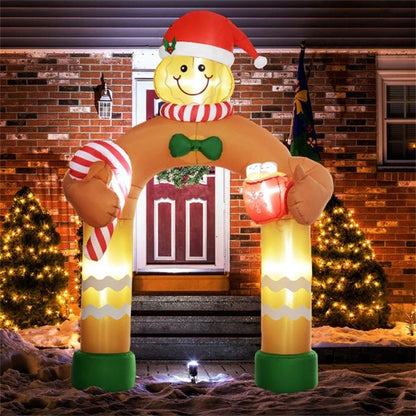 Inflatable Gingerbread Man Arch with LED Lights – 76.8" Holiday Decor for Indoor/Outdoor Use, Christmas 2024