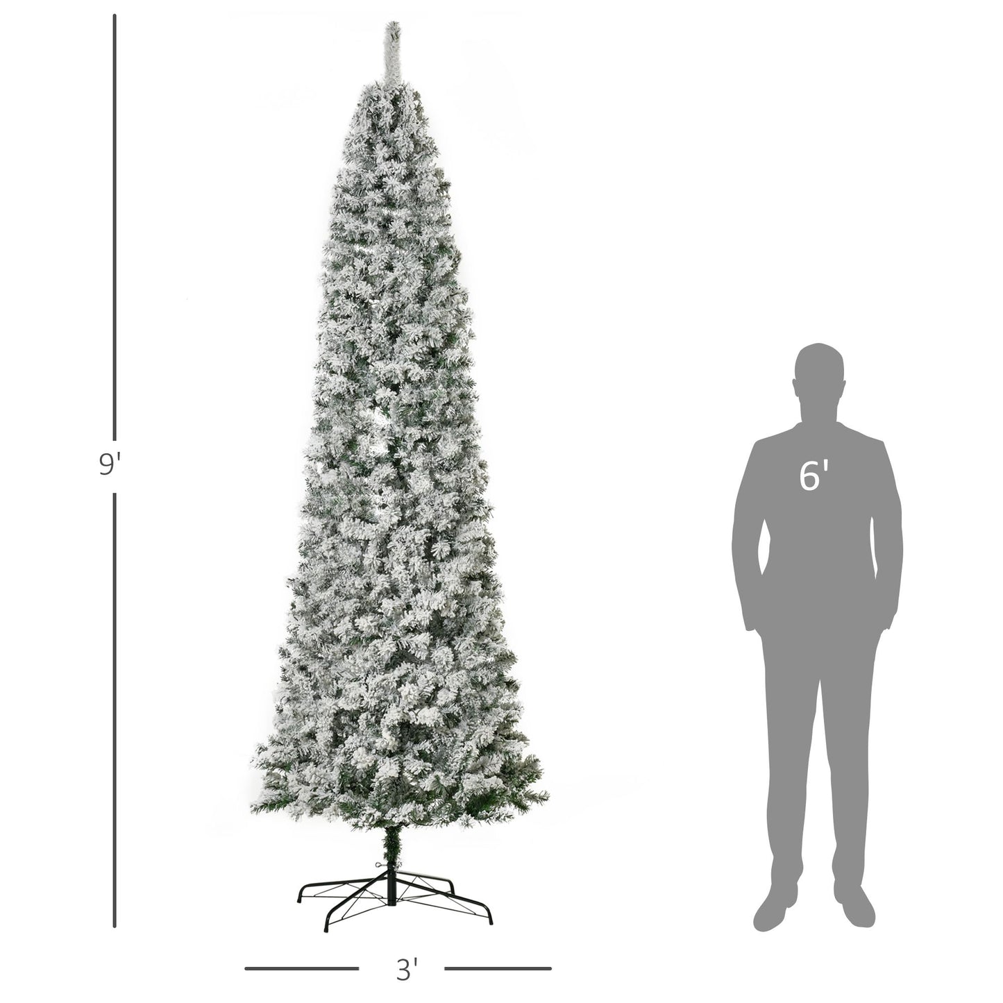 9ft Pre-Lit Slim Douglas Fir Christmas Tree - Snow-Flocked with 550 LED Lights, Perfect Holiday Decor for Home 2024