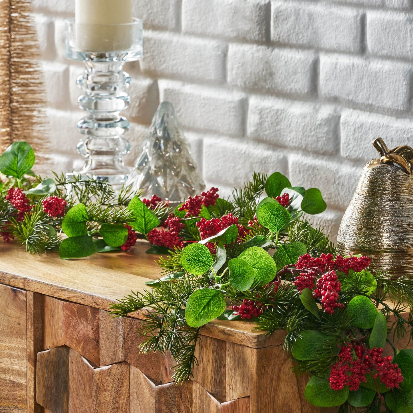 5" Berry & Leaves Garland – Charming Indoor Decor, Perfect for Holiday Styling, Christmas 2024