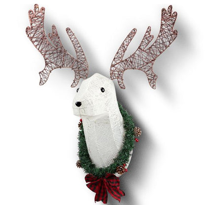 Lighted 39-inch 3D Reindeer Wall Decor – Pre-lit Warm White for Indoor/Outdoor Use, Festive Christmas Decor 2024