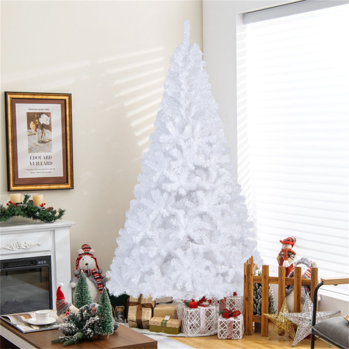 7 ft Realistic White Christmas Tree – Eco-Friendly PVC with Metal Stand, Perfect Holiday Decor for Christmas 2024