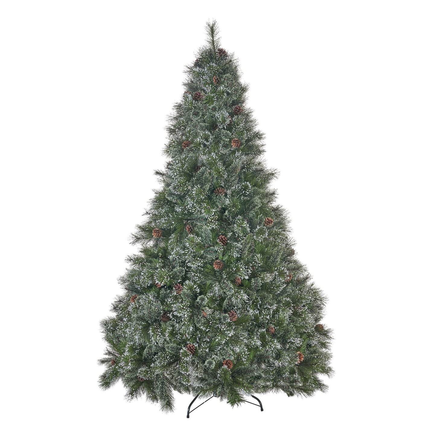 7 ft Snow-Flocked Faux Cashmere Christmas Tree with 75 Pine Cones – Elegant Holiday Decor for Home 2024