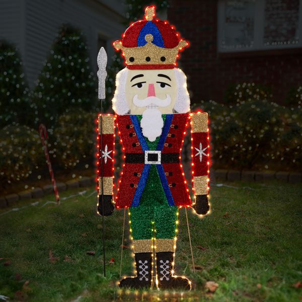 Holiday Living Christmas Lighted Nutcracker LED Light Outdoor Tinsel Decor authentic New