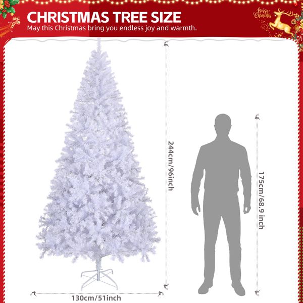 8 FT White Pre-Lit Christmas Tree with 500 RGB Lights – APP Controlled Holiday Decor for Home, Office & Parties 2024