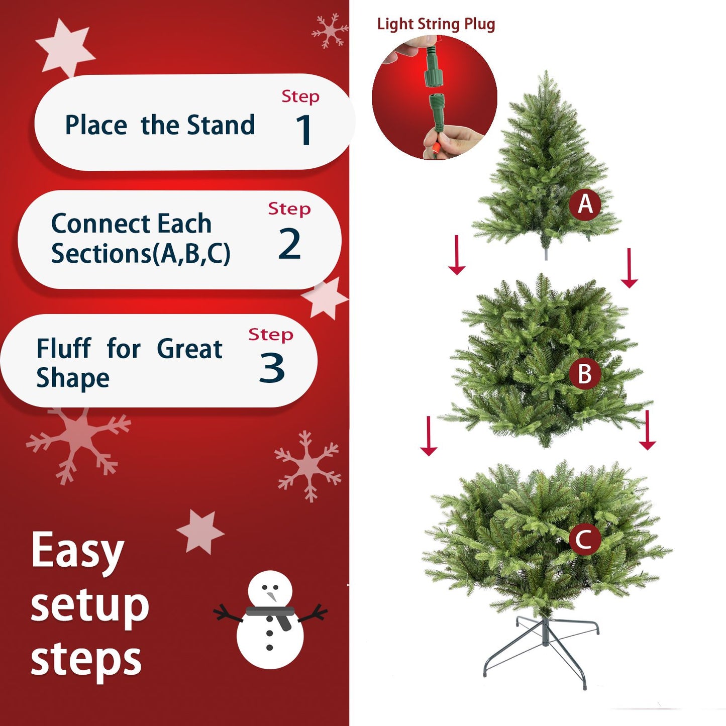 Artificial Christmas Tree Prelit PE&PVC With Metal Stand,550 Multi-Colour LED Lights,2286 Branch Tips Green Everett Balsam Tree Easy Assembly For Indoor,Home 50 x 50 x 90 inches