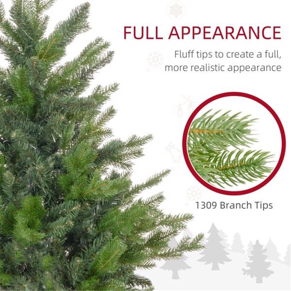 5 ft Realistic Green Christmas Tree – Full Shape with 1309 Tips, Ideal Holiday Decor for Home 2024