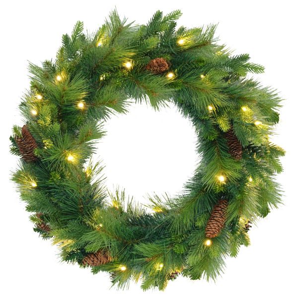 6FT Pre-Lit Green Christmas Tree Set with Garland & Wreath, Artificial Pine with Pine Cones, Hinged Holiday Decor for Home & Office 2024