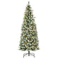 6ft Pre-Lit Snow-Flocked Christmas Tree with Realistic Branches, 618 Tips & 300 LED Lights for Festive Holiday Decor 2024