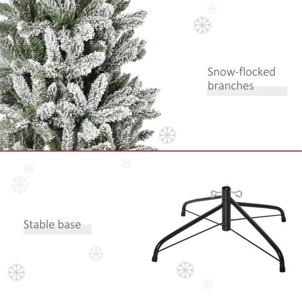 6 ft Slim Snow-Flocked Pencil Christmas Tree – Realistic Indoor Holiday Decor for Festive Celebrations 2024