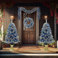 Elegant Pre-lit Artificial Christmas Tree Set with Wreath & Entrance Trees - 4-Piece Holiday Decor with LED Lights for a Festive Home