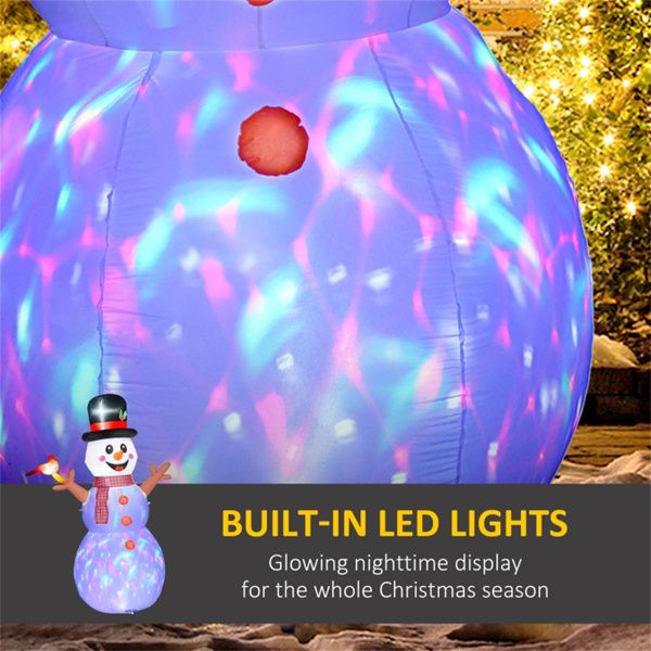 Inflatable Snowman with LED Lights – 65" Tall, Colorful Rotating Design, Outdoor Safe, Christmas Decor 2024