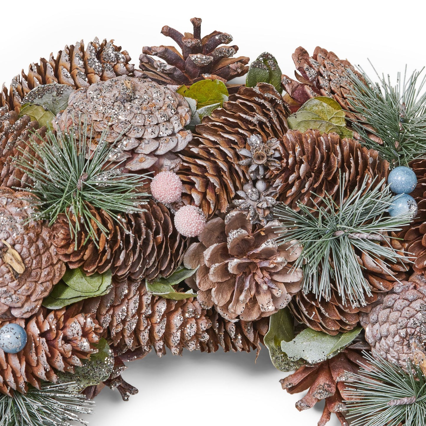 Natural Pine Cone Christmas Wreath – 18.5-inch Glitter Accents, Perfect for Front Door Decor, Holiday 2024