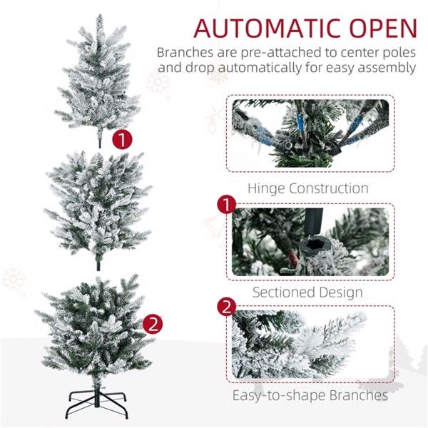 6 ft Snow-Flocked Slim Pencil Christmas Tree – Realistic Indoor Holiday Decor for Small Spaces 2024