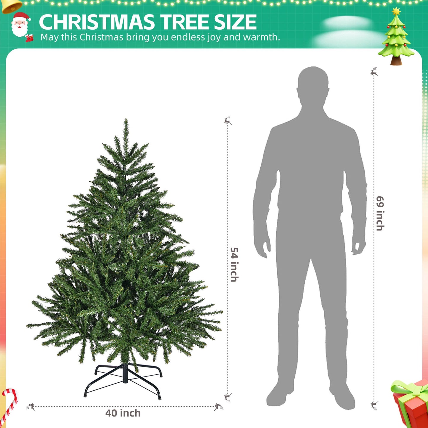 4.5 ft Full Artificial Spruce Christmas Tree – Lifelike Holiday Decor with 663 Tips, Perfect for Indoor Home Decoration 2024