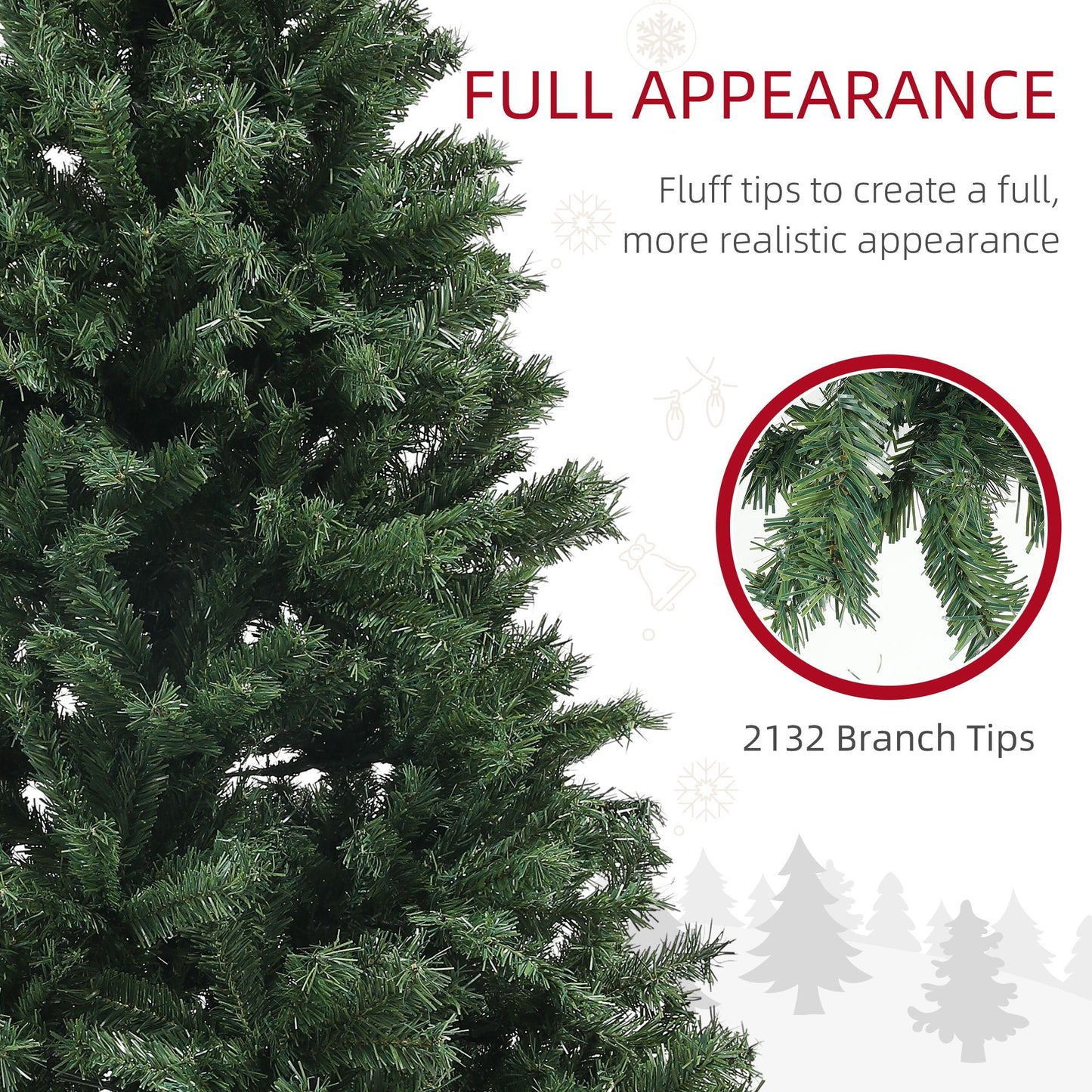 9ft Realistic Artificial Christmas Tree with 2132 Branch Tips – Auto Open Design, Holiday Decor for Home & Office, Christmas 2024