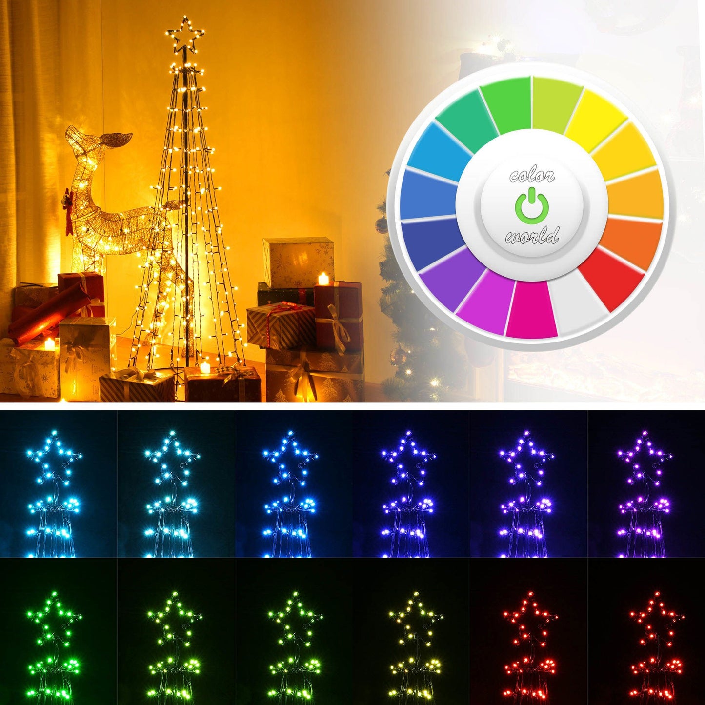 5 ft Lighted Cone Christmas Tree with 240 LED Lights & Bluetooth Control for Holiday Decor 2024