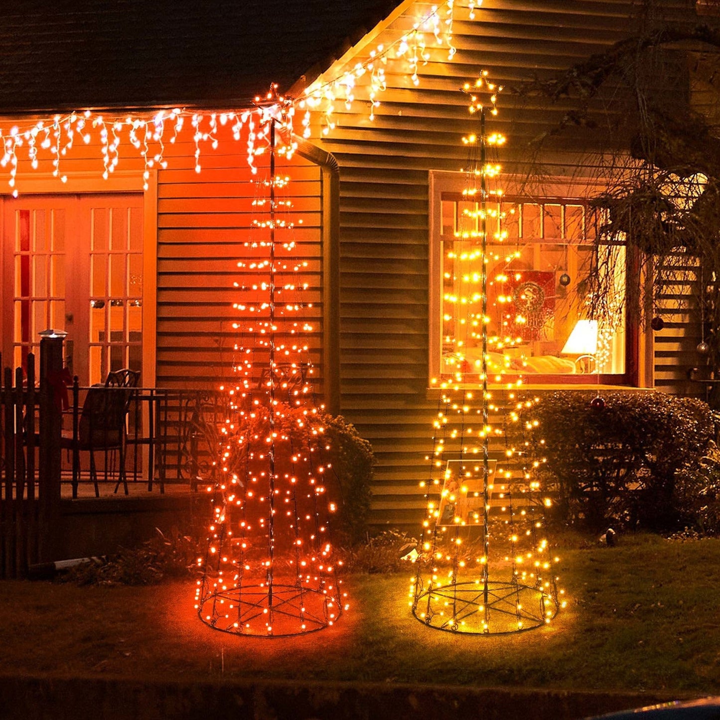 5 ft Lighted Cone Christmas Tree with 240 LED Lights & Bluetooth Control for Holiday Decor 2024