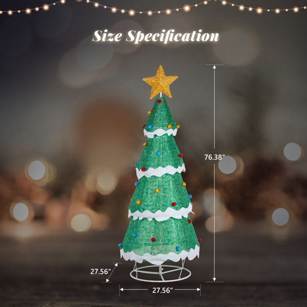 6FT Pre-Lit Christmas Tree with 200 Warm White LED Lights – Weather-Resistant Holiday Decor for Indoor & Outdoor Use 2024