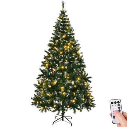 7 FT Snow-Flocked Artificial Christmas Tree - DIY 150 Warm LED Lights with Remote Control, Perfect Holiday Decor for 2024