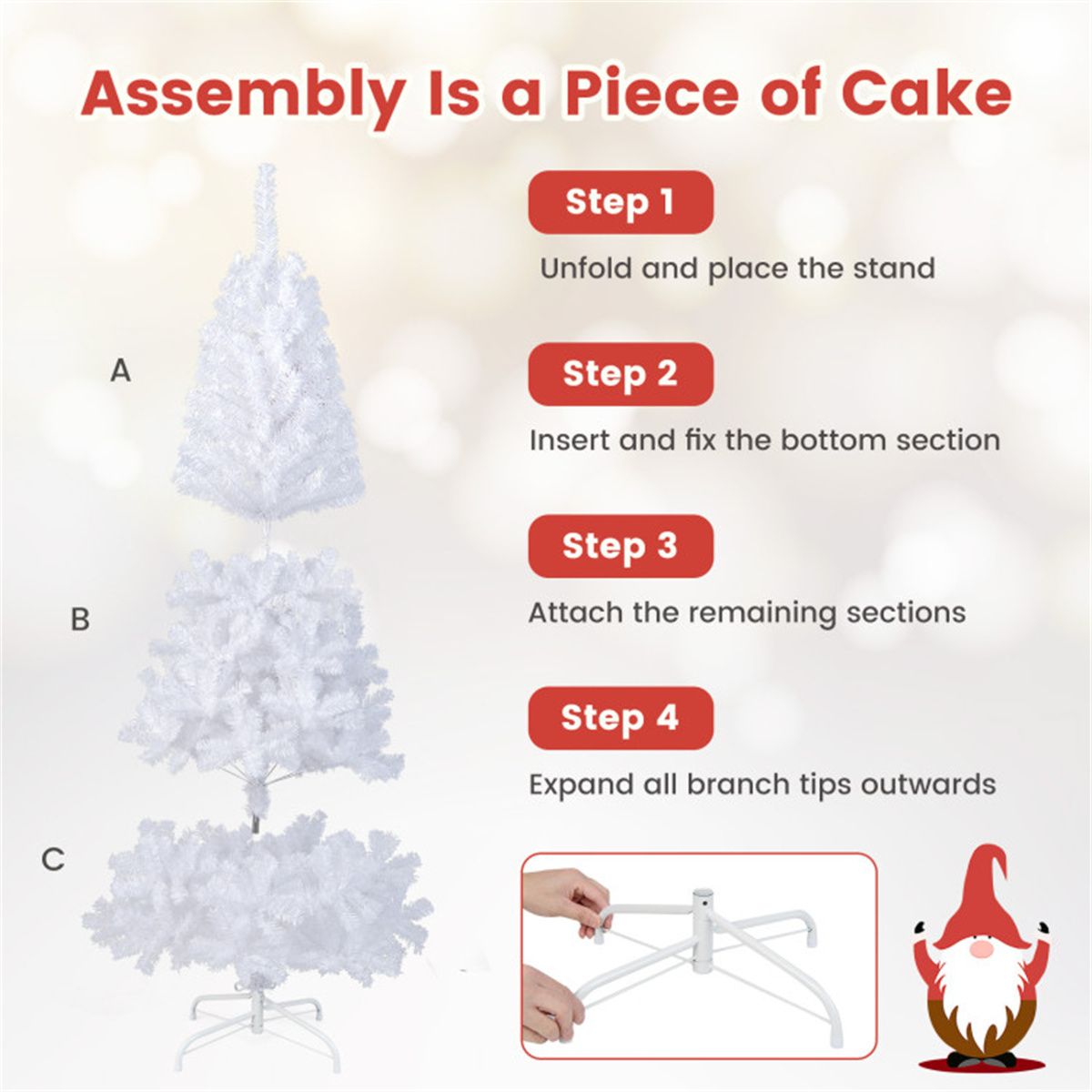 7 ft Realistic White Christmas Tree – Eco-Friendly PVC with Metal Stand, Perfect Holiday Decor for Christmas 2024