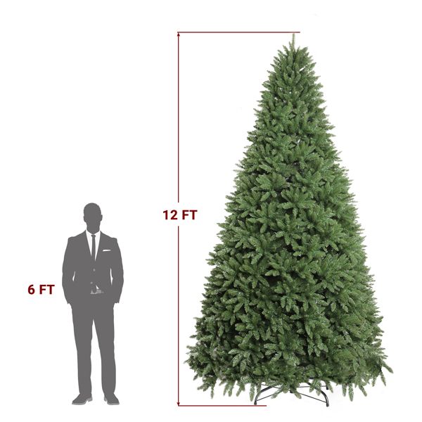 12ft PVC Christmas Tree with 7794 Tips - Automatic Structure, Durable Green Holiday Decor for 2024