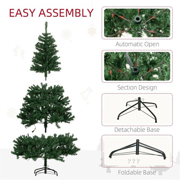 6 ft Pre-Lit Artificial Christmas Tree – Festive Holiday Decor with 250 LED Lights, Perfect for Home Christmas 2024