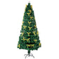 7.5ft Pre-Lit Color Changing Fiber Optic Christmas Tree with Pine Cones and Red Berries for Holiday Decor 2024