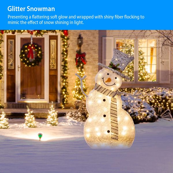 LED Christmas Snowman Decoration lighted up snowman Collapsible Battery Operated Lighted Snowman Indoor Outdoor Garden Light with Removable Hands Scarf Christmas tree, at backyard, porch, bedroom