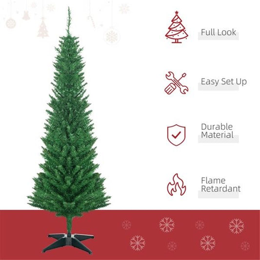 5 ft Slim Pencil Style Artificial Christmas Tree – Lush Holiday Decor for Small Spaces, Perfect for Christmas 2024