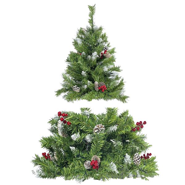 4 ft Pre-Lit Artificial Christmas Tree Set with Wreath, Garland & Entrance Trees - LED Lights for Festive Home Decor 2024