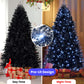 8ft Pre-Lit Black Christmas Tree – Full Artificial Holiday Decoration with 2486 Branch Tips & 600 Lights for Festive Decor 2024