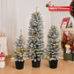 Set of 3 Snow-Flocked Pre-Lit Christmas Trees – 3/4/5 FT with Warm LED Lights, Perfect Holiday Decor for Home & Office 2024