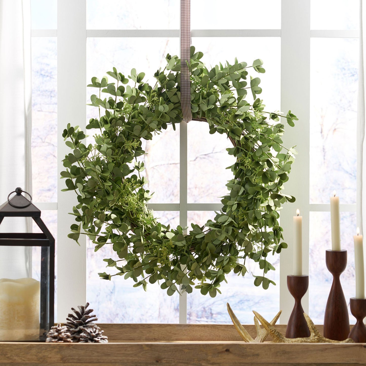 27-Inch OXALIS CORNICULATA Wreath – Elegant Floral Design for Front Door, Holiday Decor 2024