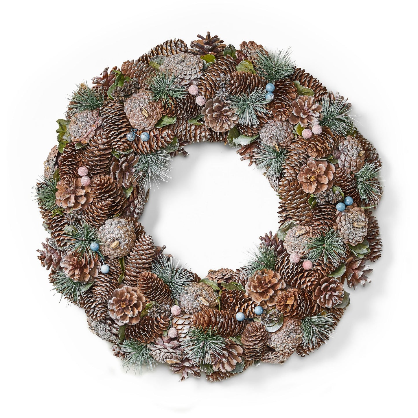 Natural Pine Cone Christmas Wreath – 18.5-inch Glitter Accents, Perfect for Front Door Decor, Holiday 2024