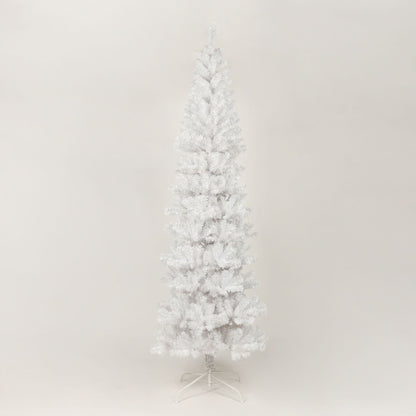 7.5 ft Slim White Artificial Christmas Tree with Foldable Metal Stand – Perfect for Small Spaces & Holiday Decor 2024