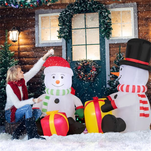 5ft Inflatable Snowman with Gift Boxes – LED Lit Holiday Decor for Outdoor Use, Christmas 2024