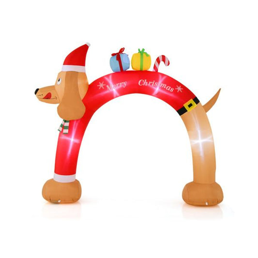 8-Foot Dachshund Inflatable Christmas Arch – LED Lit with Presents, Outdoor Decoration, Holiday Decor 2024