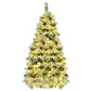 Snow-Flocked 6FT Pre-Lit Christmas Tree with 250 LED Lights, 403 Branch Tips & Pine Cones - Perfect Holiday Decor for Homes & Offices