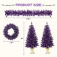 4 ft Pre-Lit Purple Christmas Tree Set with Wreath, Garland & Entrance Trees – LED Holiday Decor for Festive Celebrations 2024