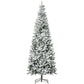 9ft Slim Snow-Flocked Pine Christmas Tree with Realistic Branches and 1084 Tips for Holiday Decor 2024