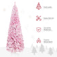 7.5 ft Slim Pencil Pink Christmas Tree – Snow-Flocked Artificial Tree with Realistic Branches for Festive Holiday Decor 2024