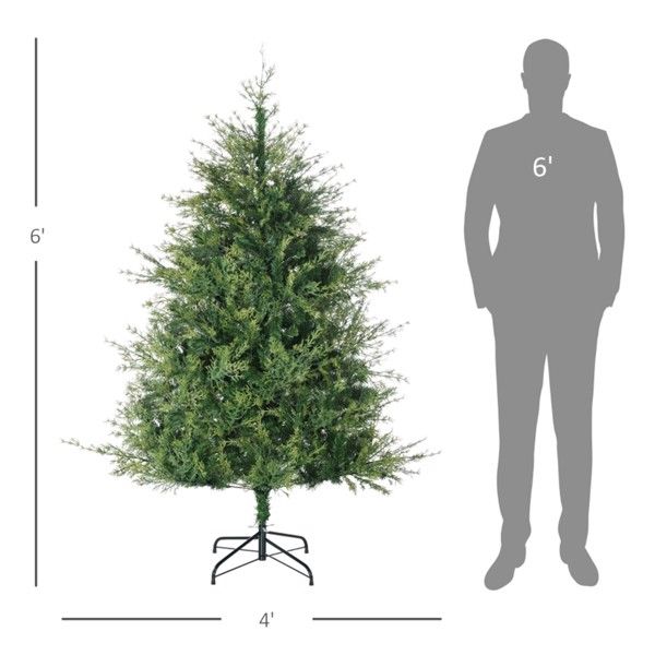 6 ft Realistic Green Christmas Tree – Easy Shape with 700 Tips, Perfect Indoor Holiday Decor for Christmas 2024