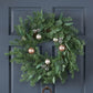 26-inch Pine Needle Wreath with Silver Ornaments – Rustic Farmhouse Style, Indoor/Outdoor Decor, Christmas 2024